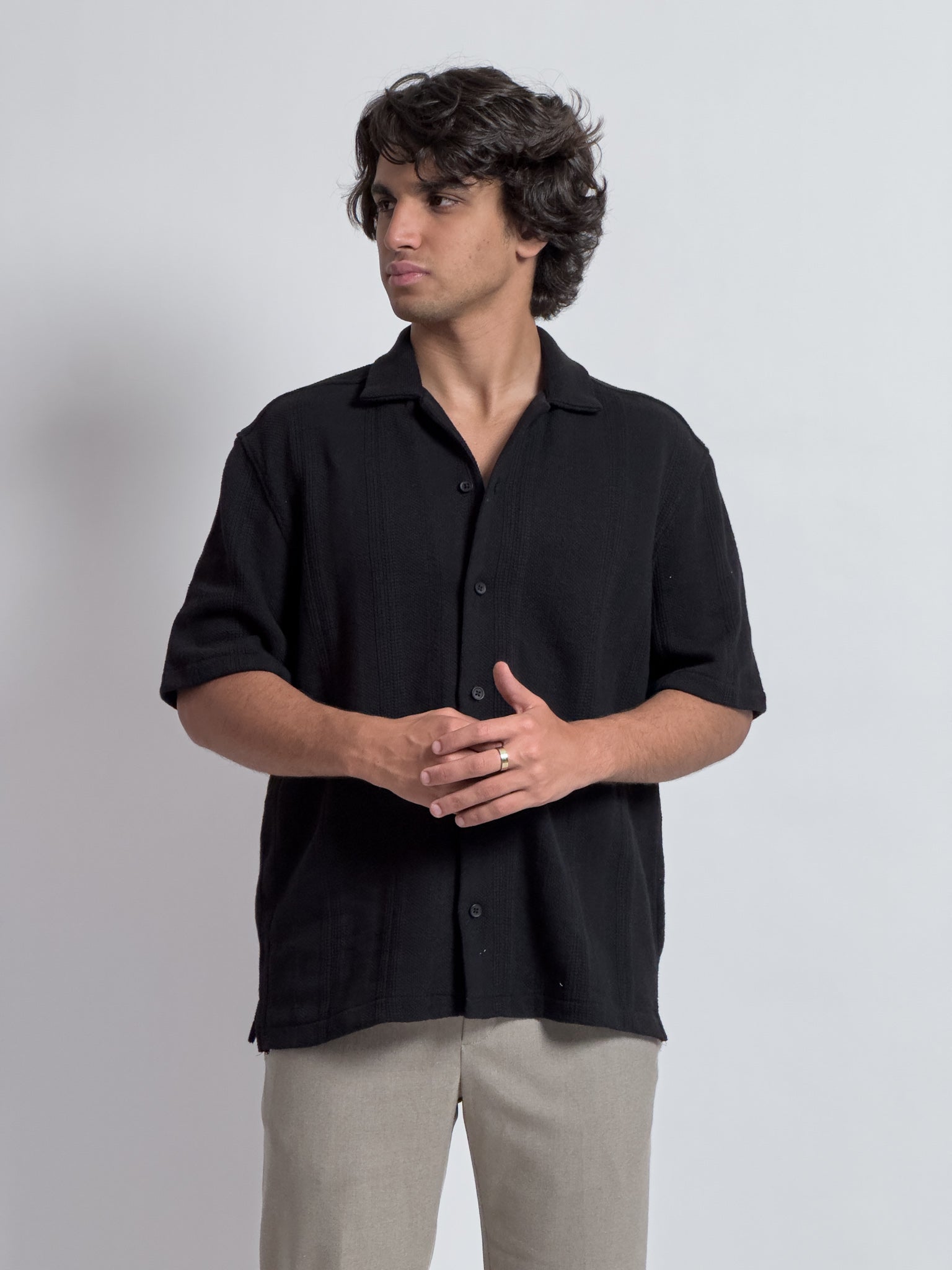 Chemise Fil Oversize Noir