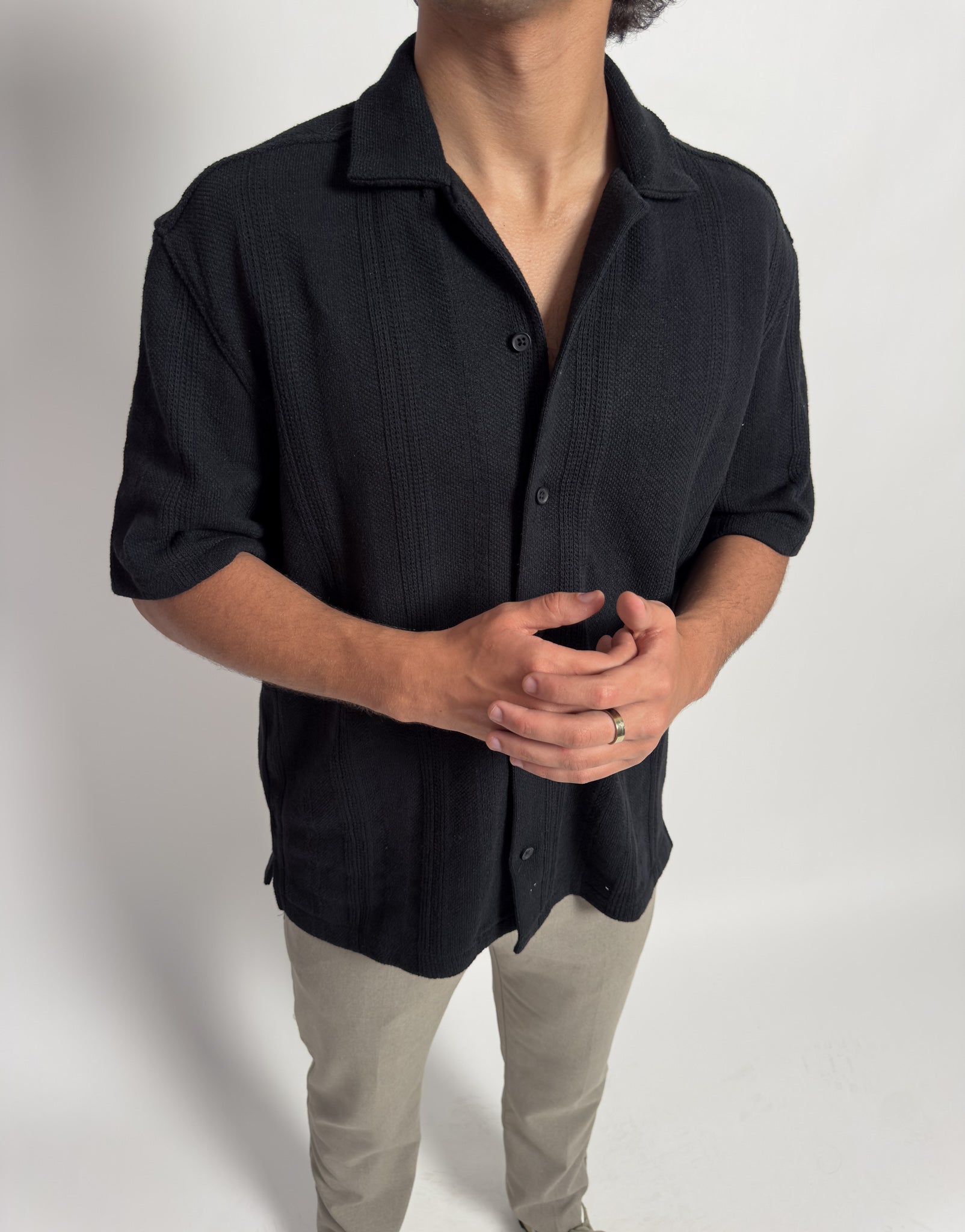 Chemise Fil Oversize Noir